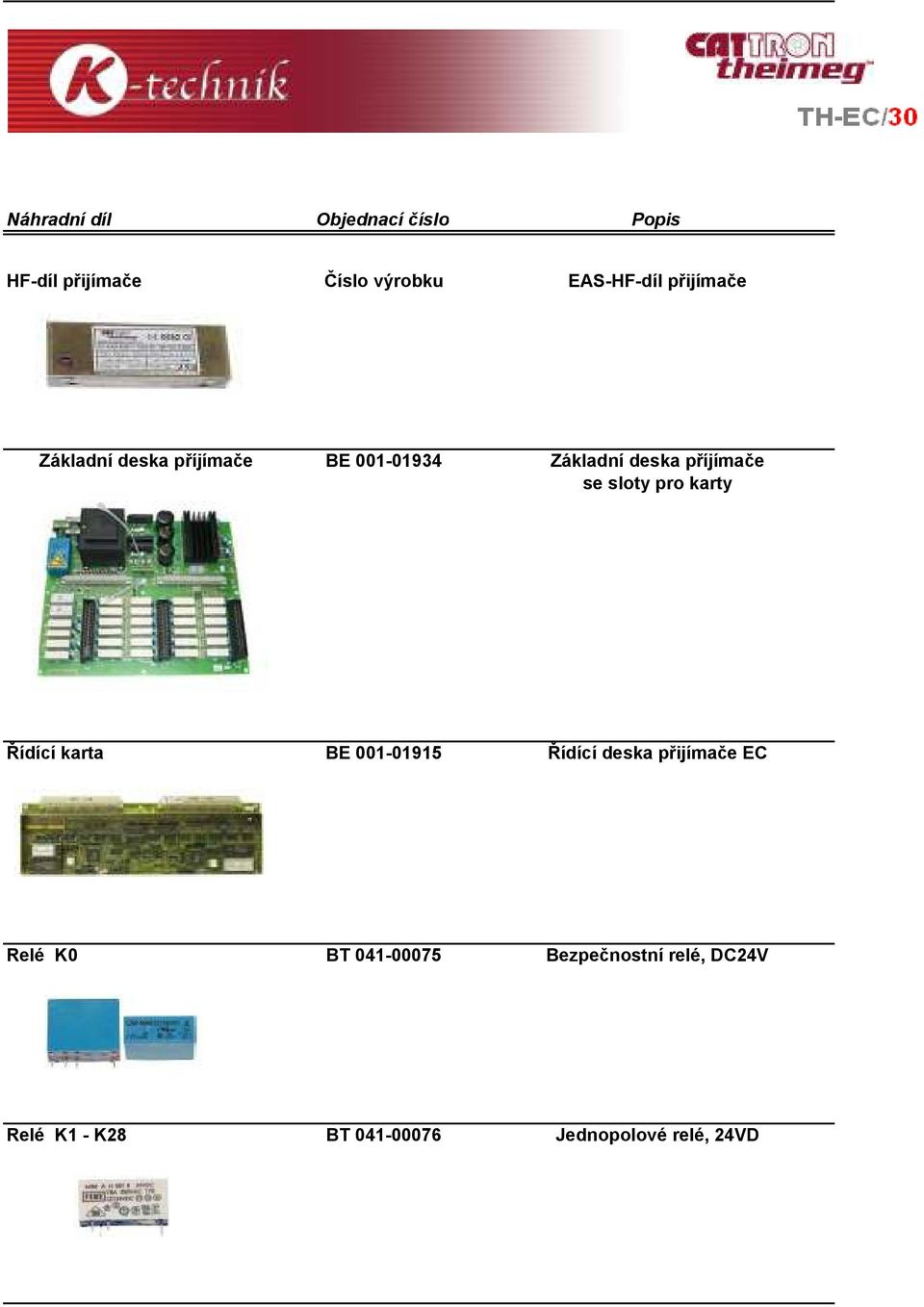 Řídící karta BE 001-01915 Řídící deska přijímače EC Relé K0 BT