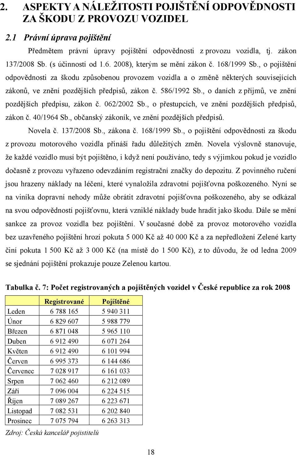 , o pojištění odpovědnosti za škodu způsobenou provozem vozidla a o změně některých souvisejících zákonů, ve znění pozdějších předpisů, zákon č. 586/1992 Sb.