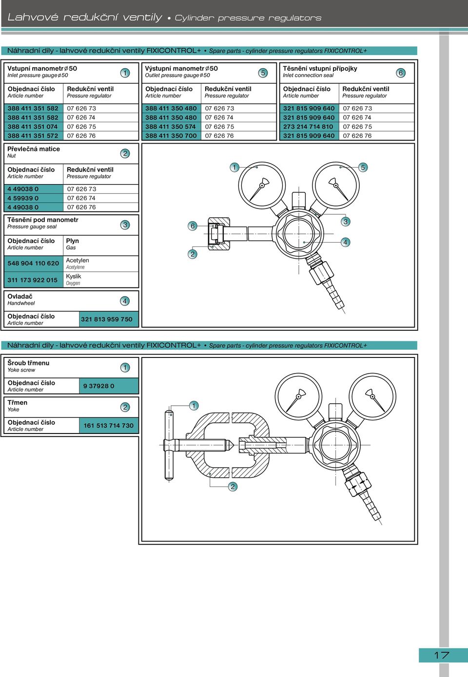 66 7 07 66 7 07 66 7 07 66 76 Převlečná matice Nut 908 0 999 0 908 0 07 66 7 07 66 7 07 66 76 Těsnění pod manometr Pressure gauge seal 6 8 90 0 60 7 9 0 Plyn Gas Acetylen Acetylene