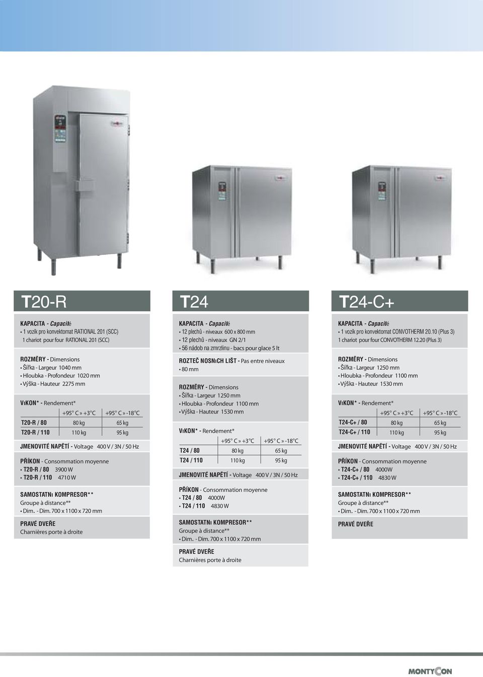 700 x 1100 x 720 mm T24 12 plechů - niveaux 600 x 800 mm 12 plechů - niveaux GN 2/1 56 nádob na zmrzlinu - bacs pour glace 5 lt ROZTEČ NOSNÝCH LIŠT - Pas entre niveaux 80 mm ROZMĚRY - Dimensions