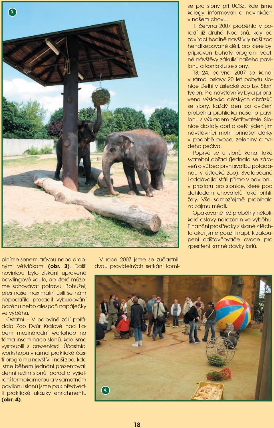 kontaktu se slony. 18. 24. èervna 2007 se konal v rámci oslavy 20 let pobytu slonice Delhi v ústecké zoo tzv. Sloní týden.