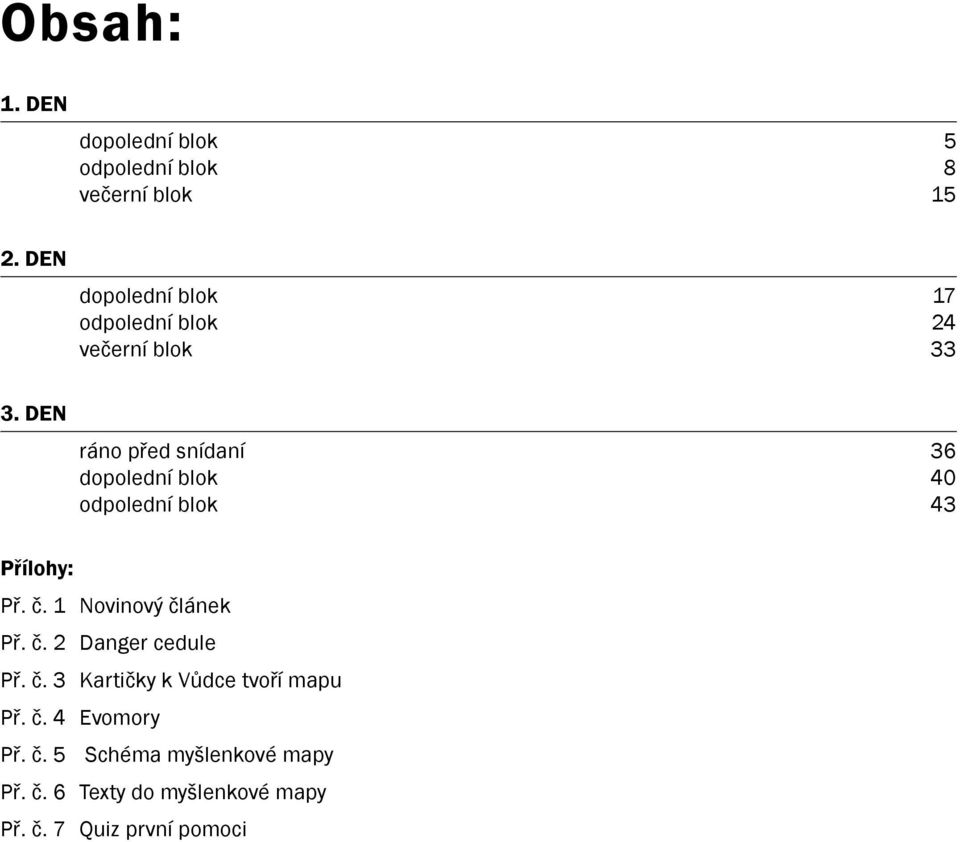 den ráno před snídaní 36 dopolední blok 40 odpolední blok 43 Přílohy: Př. č. 1 Novinový článek Př.