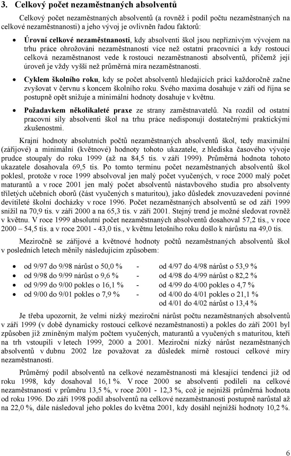 nezaměstnanosti absolventů, přičemž její úroveň je vždy vyšší než průměrná míra nezaměstnanosti.