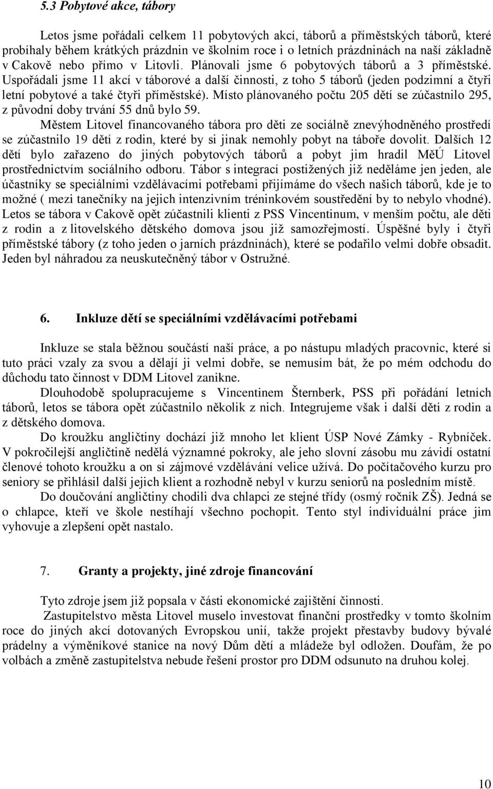 Uspořádali jsme 11 akcí v táborové a další činnosti, z toho 5 táborů (jeden podzimní a čtyři letní pobytové a také čtyři příměstské).