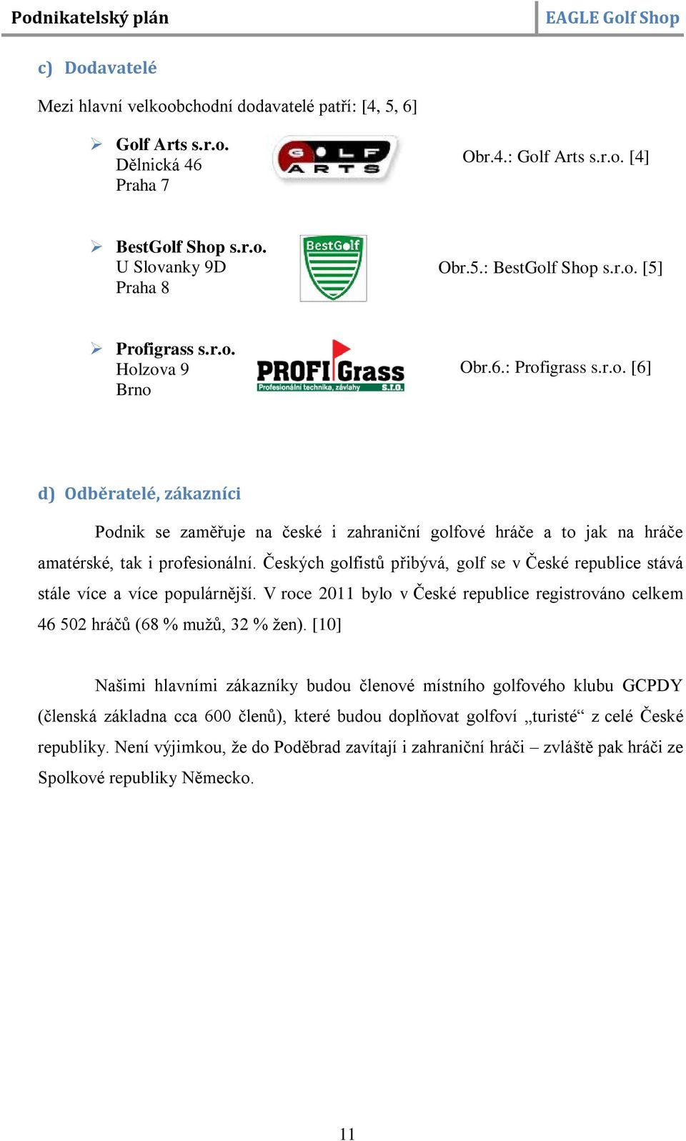 Českých golfistů přibývá, golf se v České republice stává stále více a více populárnější. V roce 2011 bylo v České republice registrováno celkem 46 502 hráčů (68 % mužů, 32 % žen).