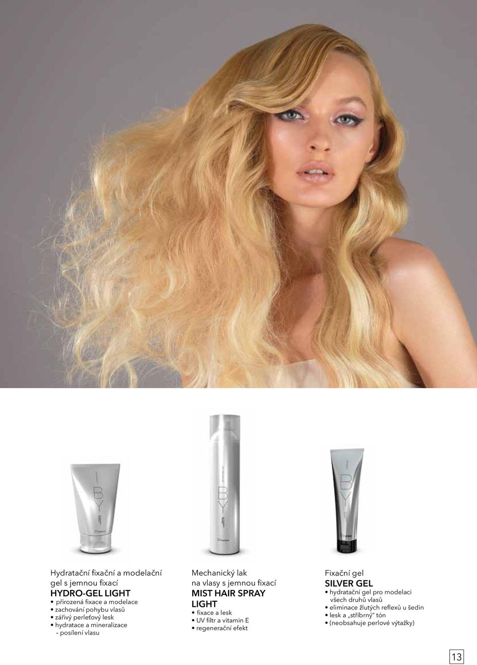 HAIR SPRAY LIGHT fixace a lesk UV filtr a vitamin E regenerační efekt Fixační gel SILVER GEL hydratační gel pro
