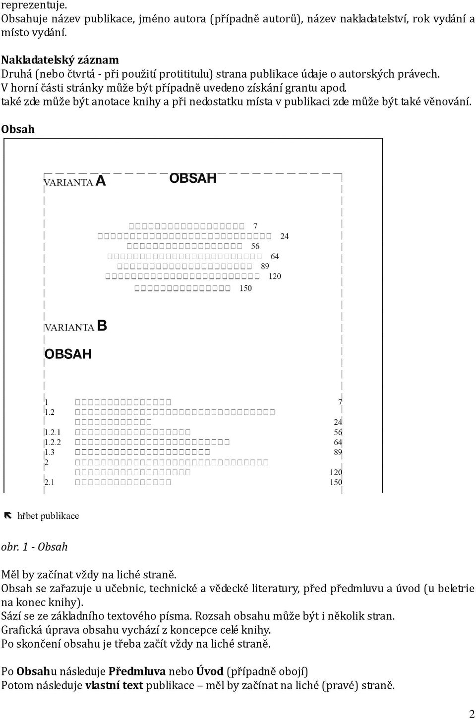 také zde může být anotace knihy a při nedostatku místa v publikaci zde může být také věnování. Obsah obr. 1 - Obsah Měl by začínat vždy na liché straně.