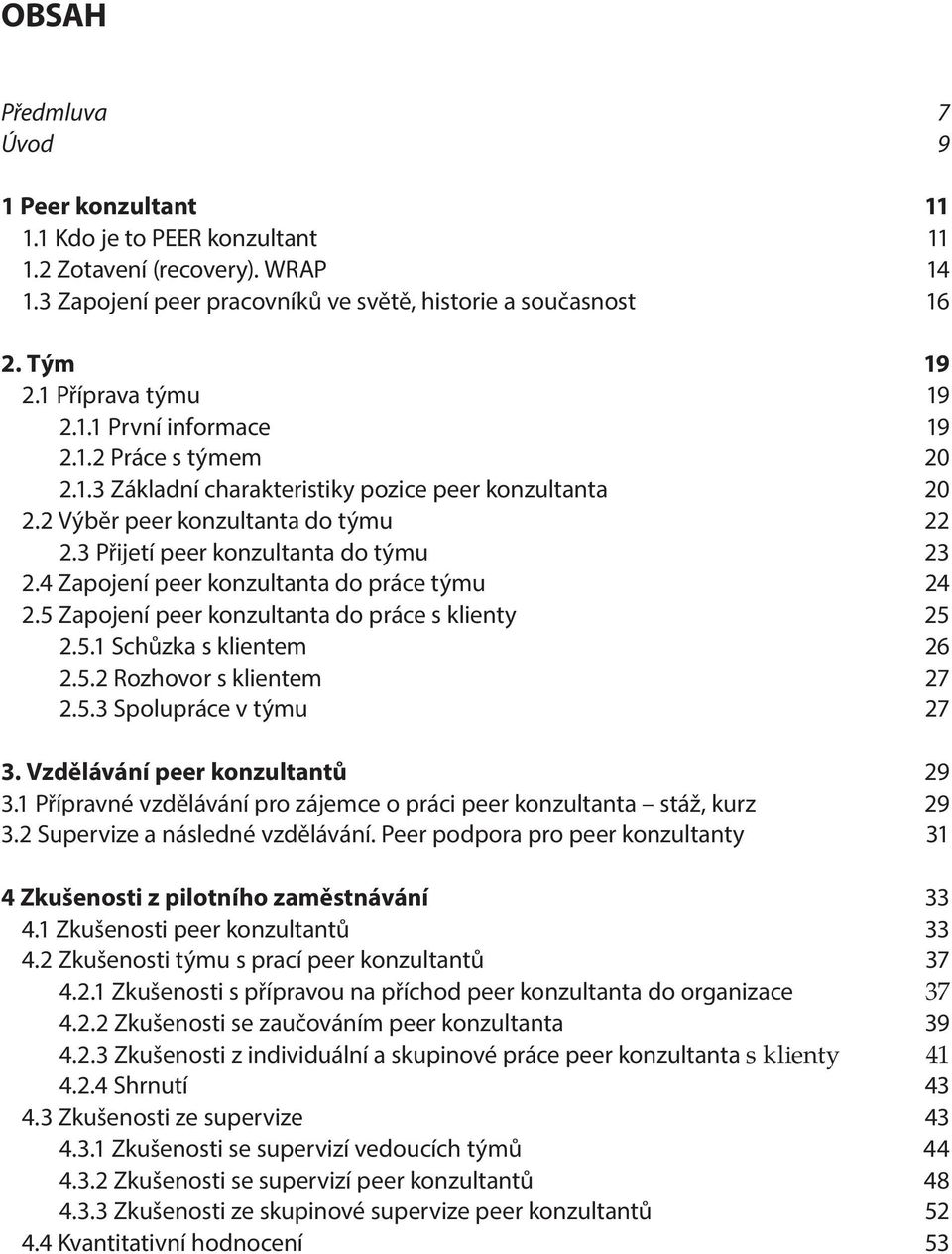 3 Přijetí peer konzultanta do týmu 23 2.4 Zapojení peer konzultanta do práce týmu 24 2.5 Zapojení peer konzultanta do práce s klienty 25 2.5.1 Schůzka s klientem 26 2.5.2 Rozhovor s klientem 27 2.5.3 Spolupráce v týmu 27 3.