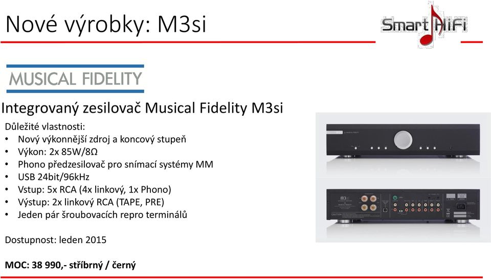 MM USB 24bit/96kHz Vstup: 5x RCA (4x linkový, 1x Phono) Výstup: 2x linkový RCA