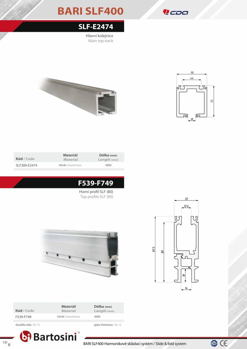 profil SLF (80) Top profile SLF (80) F539-F749 hliník / aluminium