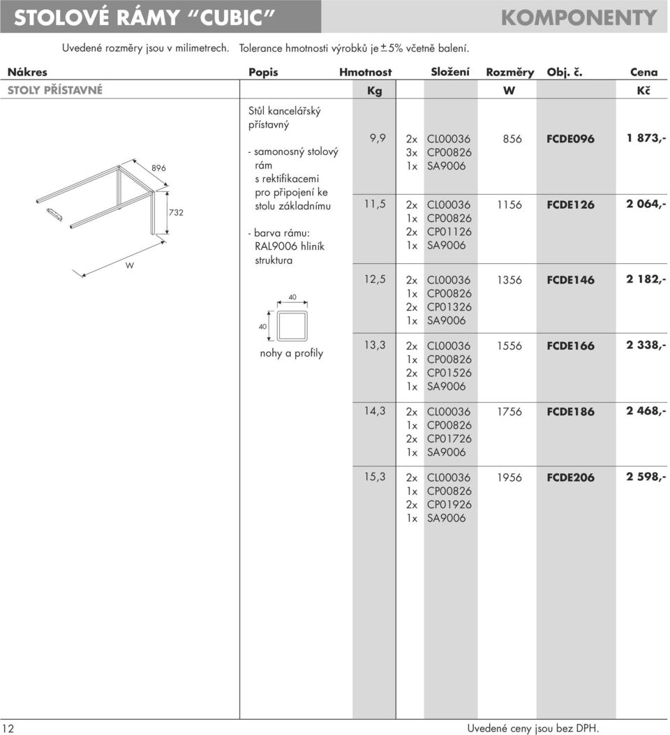 základnímu - barva rámu: RAL9006 9,9 x CL00036 856 FCDE096 873,- 3x CP0086 x SA9006,5,5 x CL00036 x CP0086 x CP06 x SA9006 x CL00036 x CP0086 x CP036