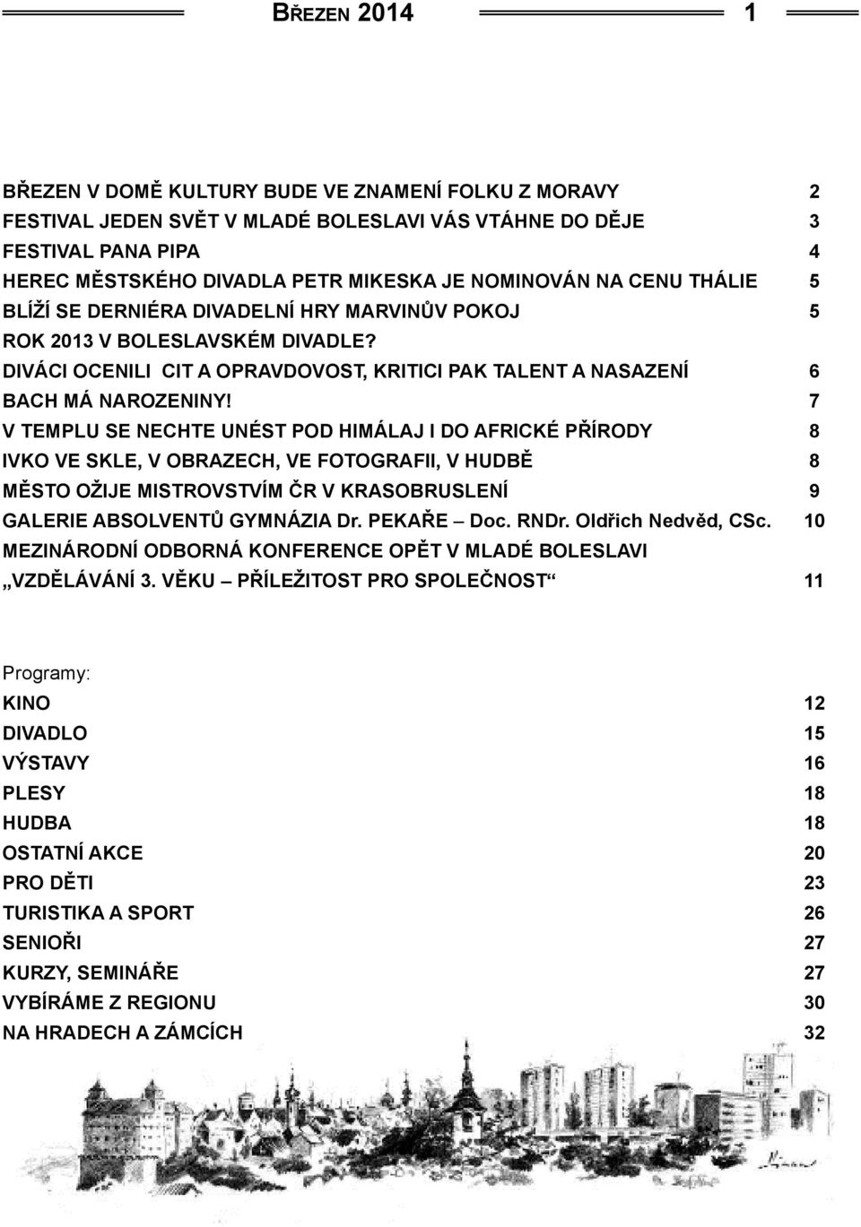 7 V Templu se nechte unést pod Himálaj i do africké přírody 8 IVKO ve skle, v obrazech, ve fotografii, v hudbě 8 Město ožije Mistrovstvím ČR v krasobruslení 9 GALERIE ABSOLVENTŮ GYMNÁZIA Dr.