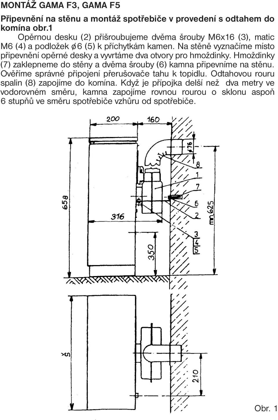 Na stěně vyznačíme místo připevnění opěrné desky a vyvrtáme dva otvory pro hmoždinky.