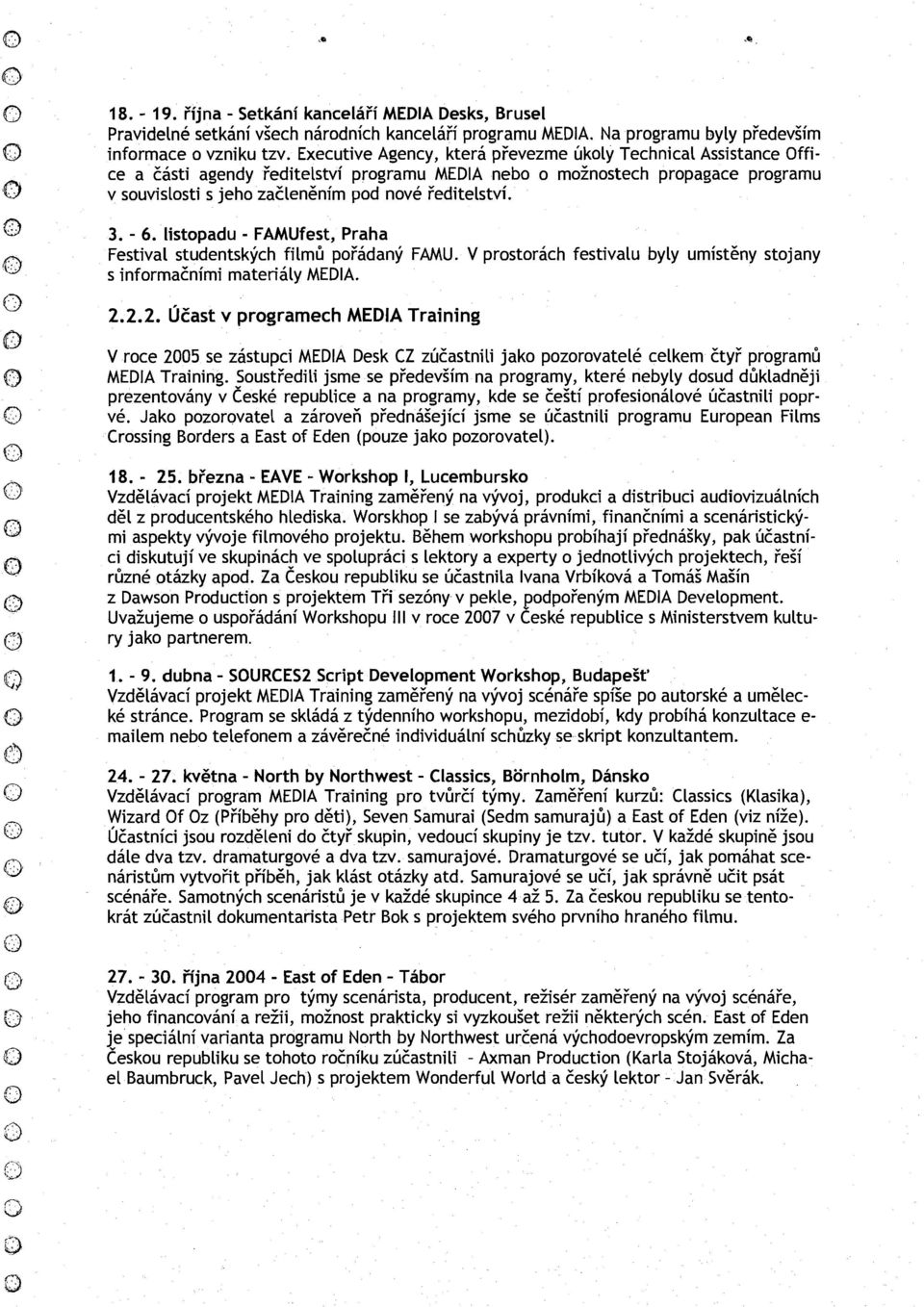 3. - 6. listopadu - FAMUfest, Praha Festival studentskych filmd pofadany FAMU. V prostorach festivalu byly umistkny stojany s informatnimi materialy MEDIA. 2.