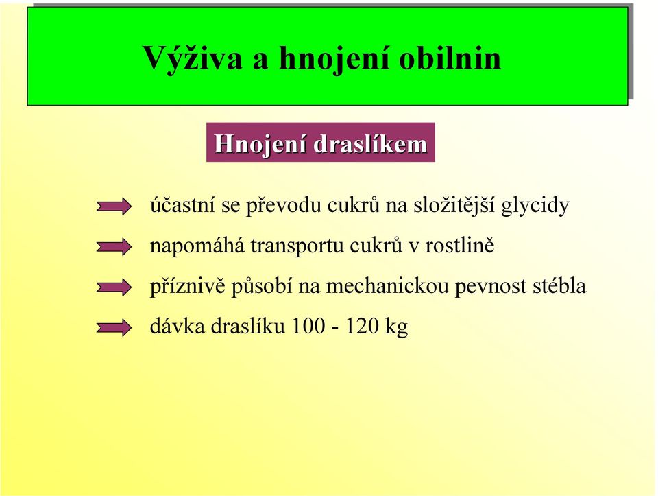 napomáhá transportu cukrů v rostlině příznivě