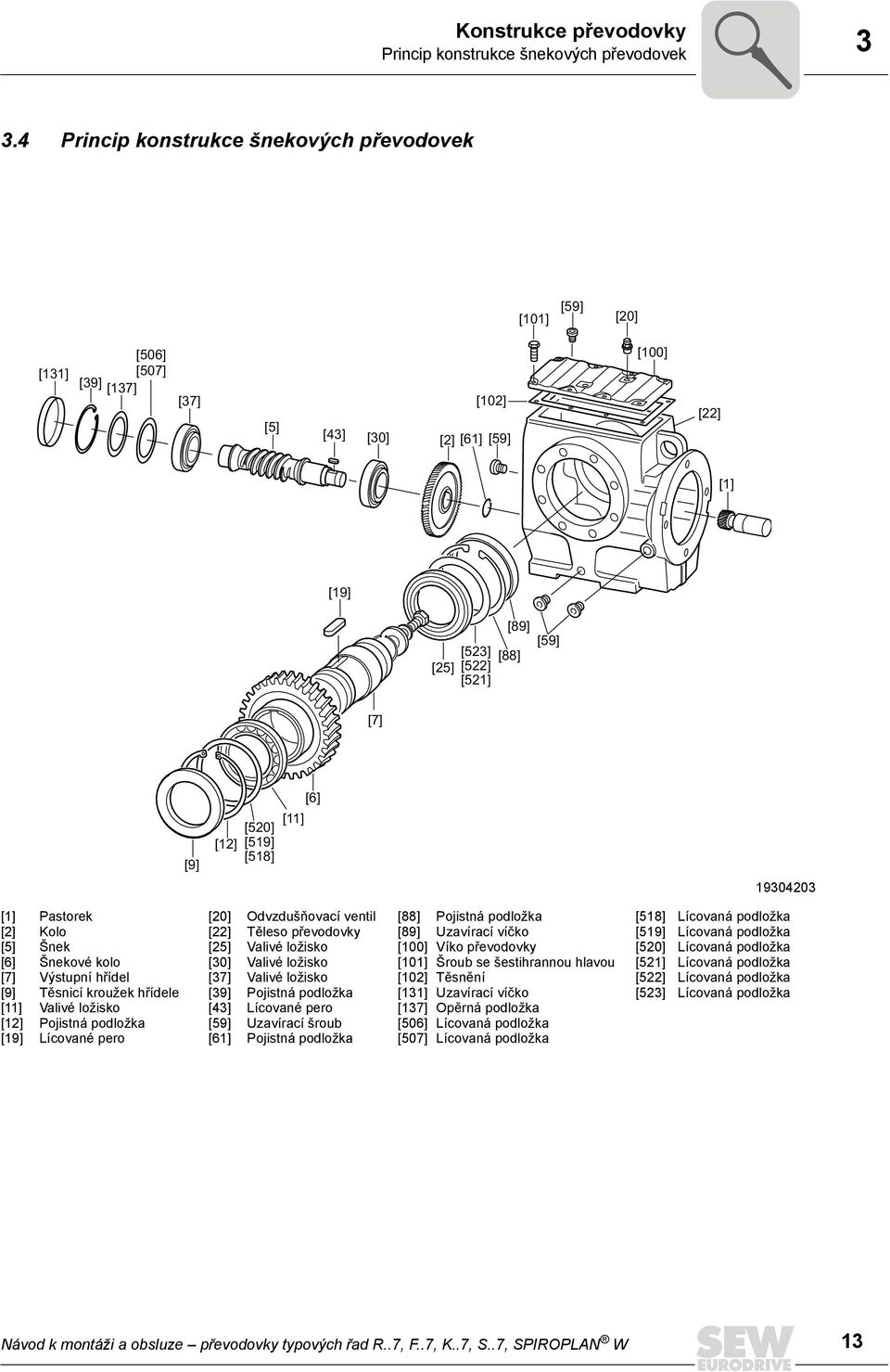 [518] [11] [6] 19304203 [1] [2] [5] [6] [7] [9] [11] [12] [19] Pastorek Kolo Šnek Šnekové kolo Výstupní hřídel Těsnicí kroužek hřídele Valivé ložisko Pojistná podložka Lícované pero [20] [22] [25]