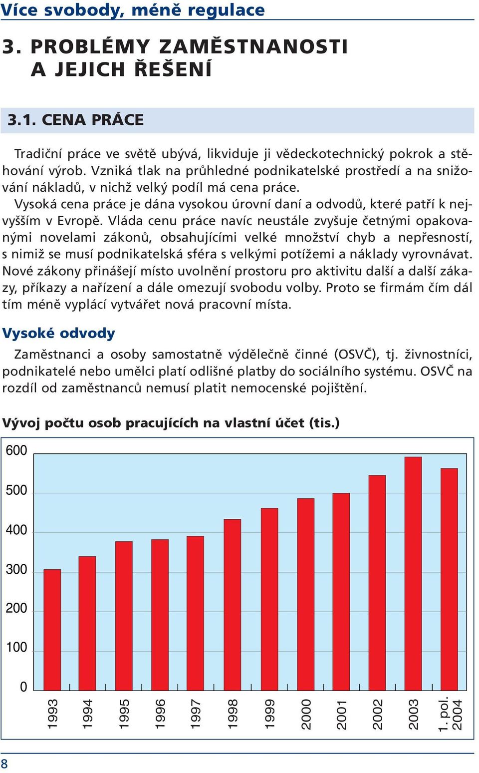 Vláda cenu práce navíc neustále zvyšuje četnými opakovanými novelami zákonů, obsahujícími velké množství chyb a nepřesností, s nimiž se musí podnikatelská sféra s velkými potížemi a náklady