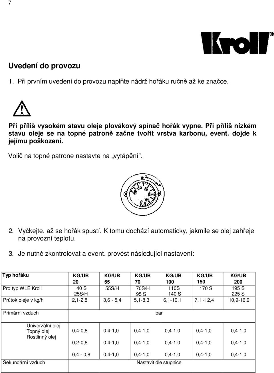 K tomu dochází automaticky, jakmile se olej zahřeje na provozní teplotu. 3. Je nutné zkontrolovat a event.