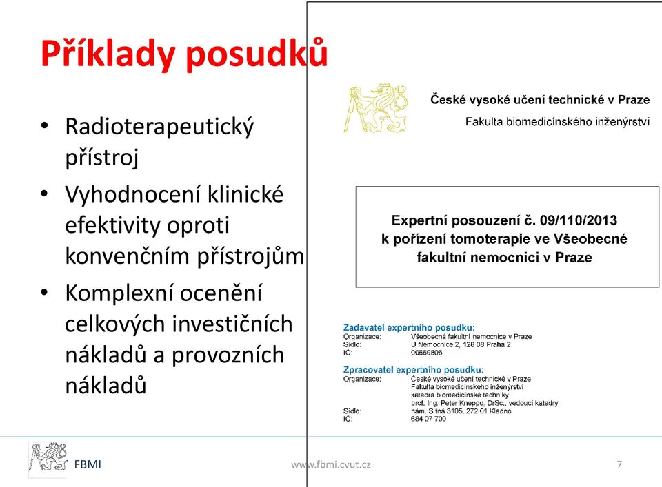 přístrojům Komplexní ocenění celkových