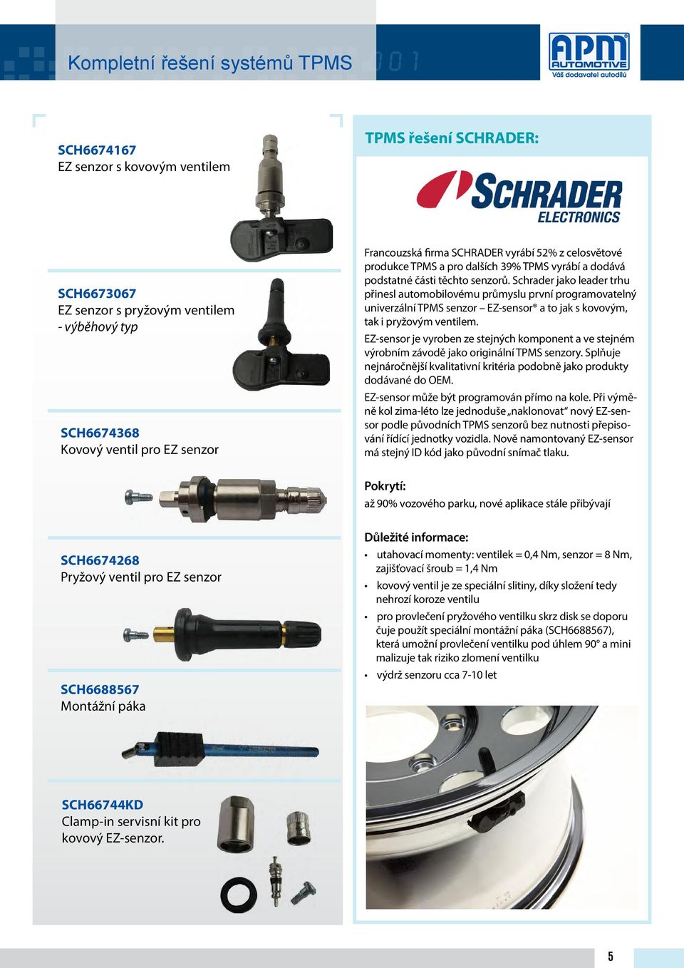 Schrader jako leader trhu přinesl automobilovému průmyslu první programovatelný univerzální senzor EZ-sensor a to jak s kovovým, tak i pryžovým ventilem.