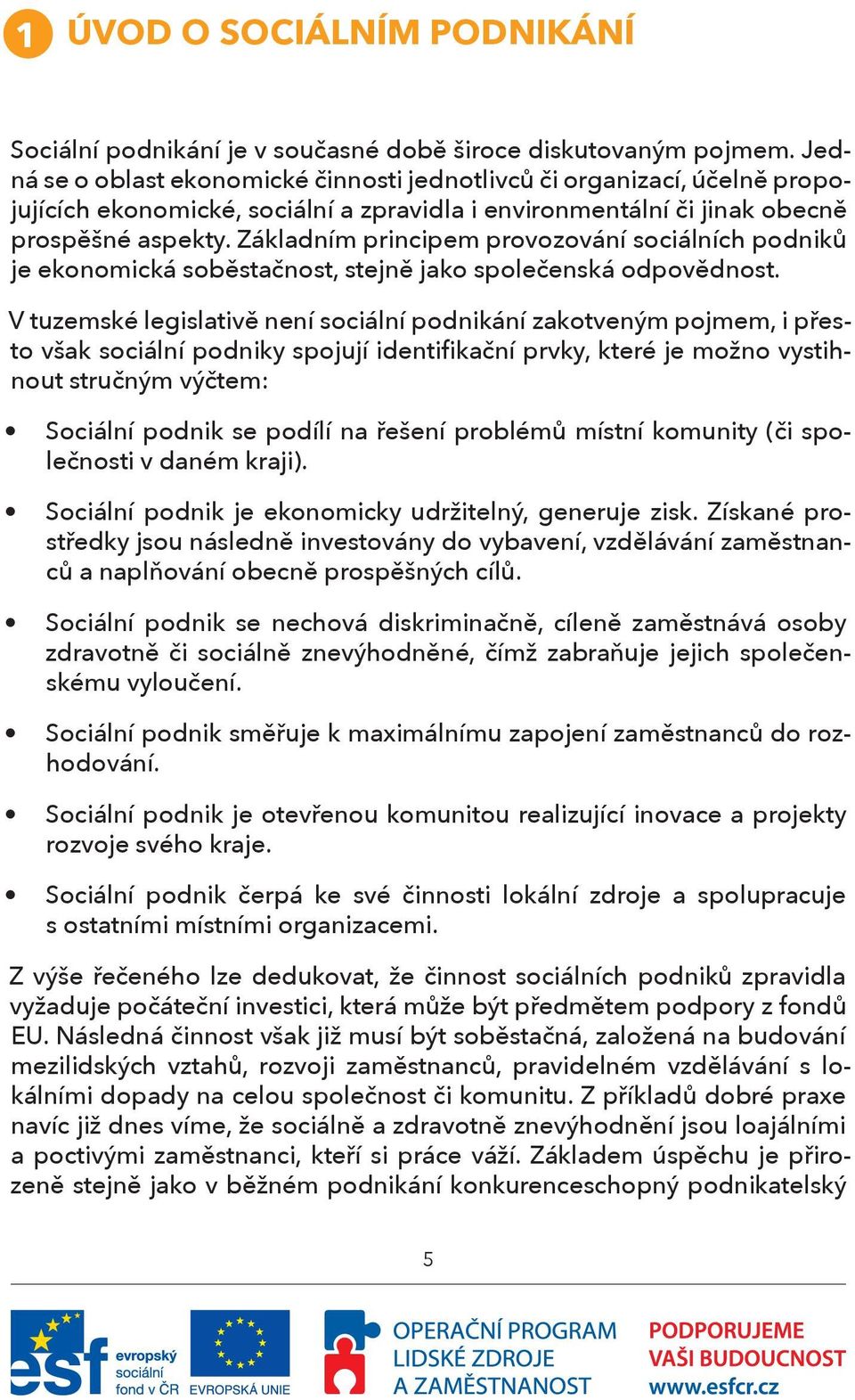 Základním principem provozování sociálních podniků je ekonomická soběstačnost, stejně jako společenská odpovědnost.