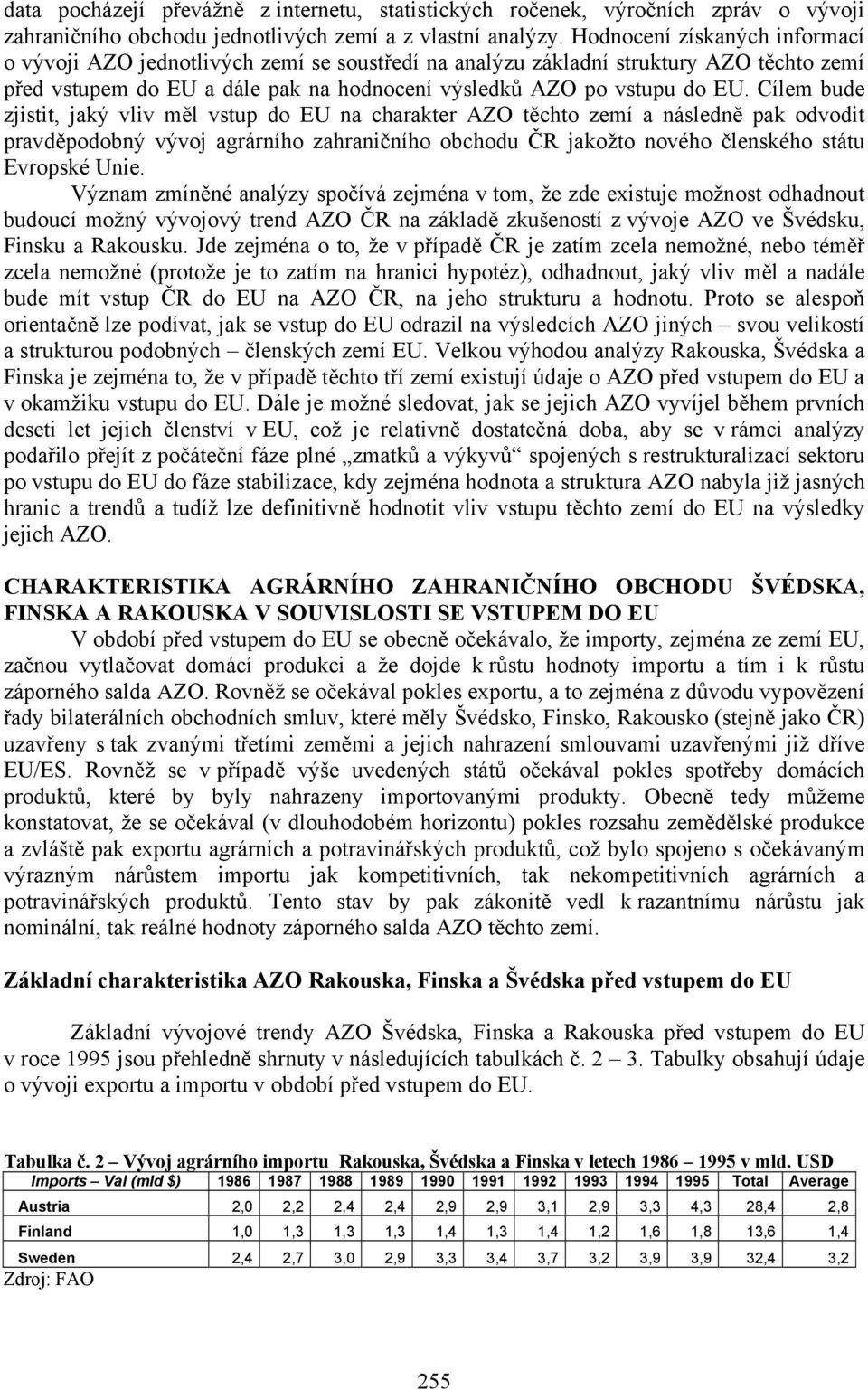 Cílem bude zjistit, jaký vliv měl vstup do EU na charakter AZO těchto zemí a následně pak odvodit pravděpodobný vývoj agrárního zahraničního obchodu ČR jakožto nového členského státu Evropské Unie.