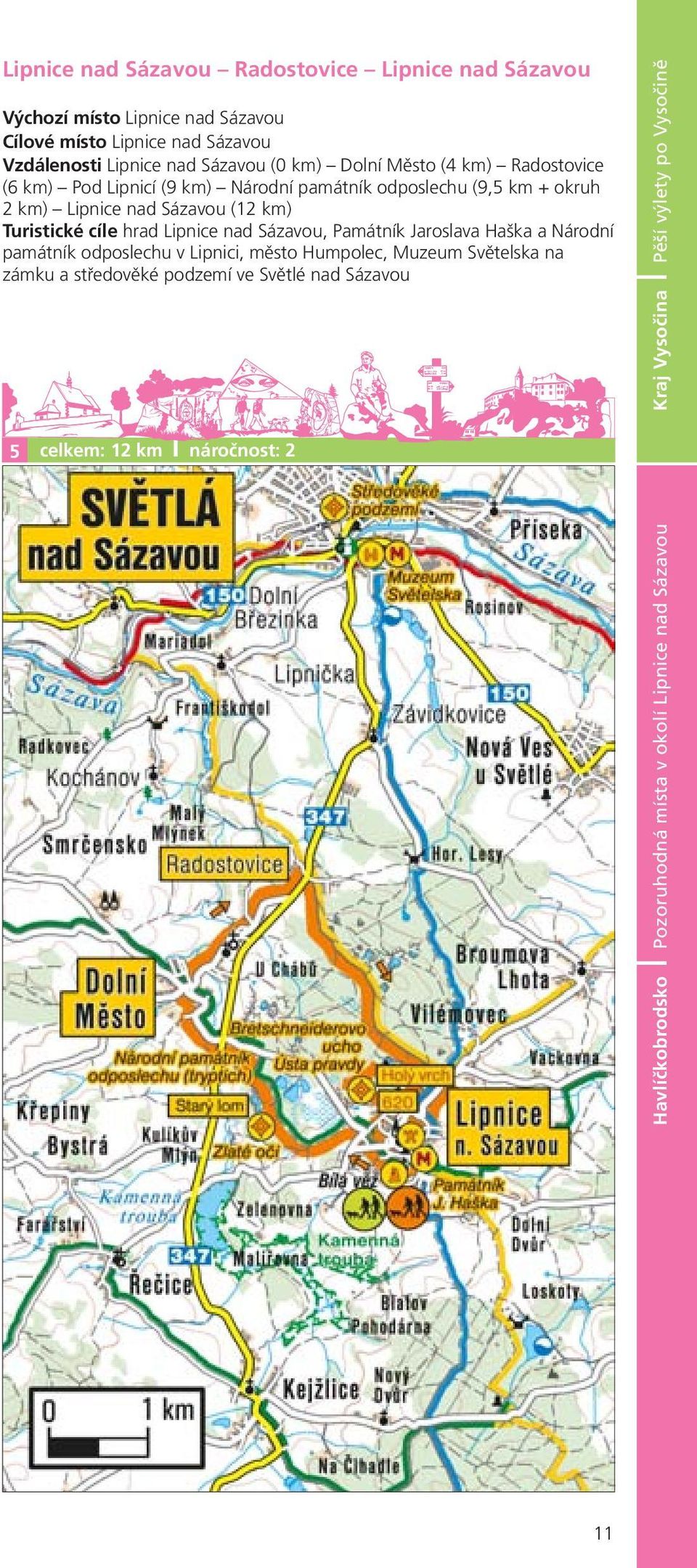 hrad Lipnice nad Sázavou, Památník Jaroslava Haška a Národní památník odposlechu v Lipnici, město Humpolec, Muzeum Světelska na zámku a středověké podzemí