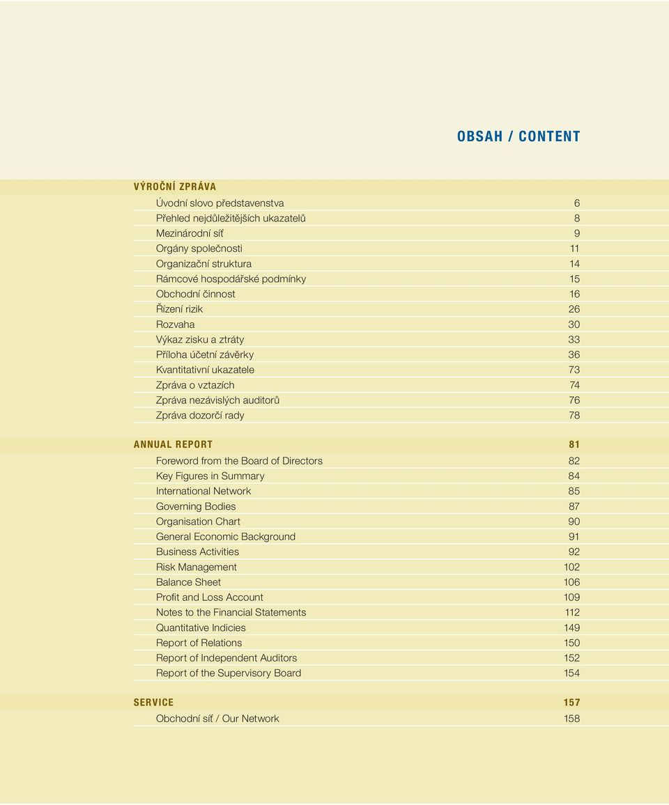 ANNUAL REPORT 81 Foreword from the Board of Directors 82 Key Figures in Summary 84 International Network 85 Governing Bodies 87 Organisation Chart 90 General Economic Background 91 Business