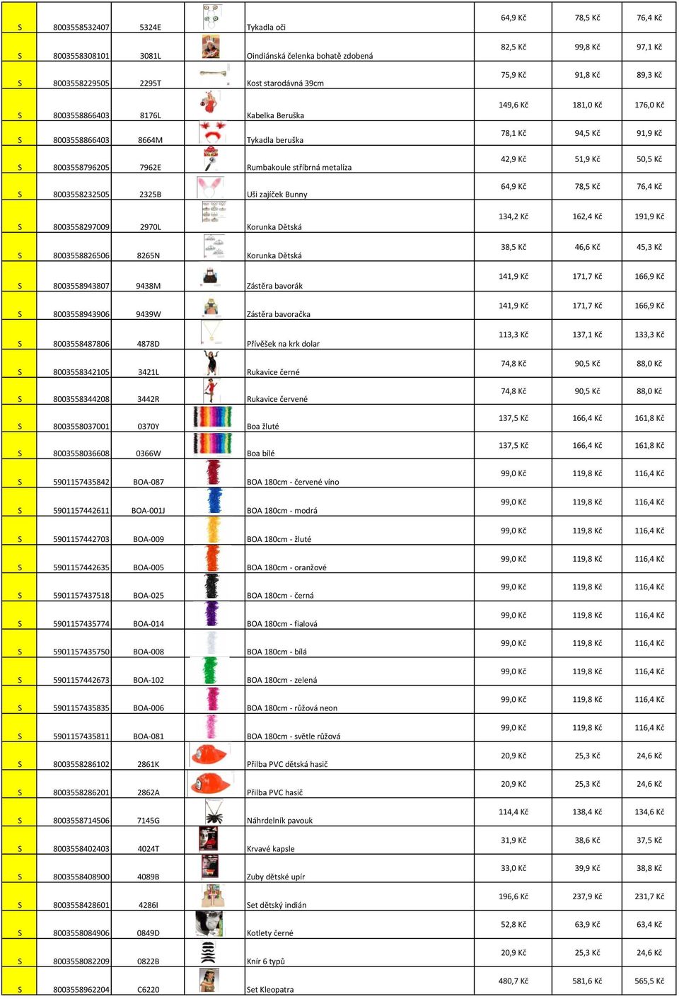 9438M Zástěra bavorák S 8003558943906 9439W Zástěra bavoračka S 8003558487806 4878D Přívěšek na krk dolar S 8003558342105 3421L Rukavice černé S 8003558344208 3442R Rukavice červené S 8003558037001