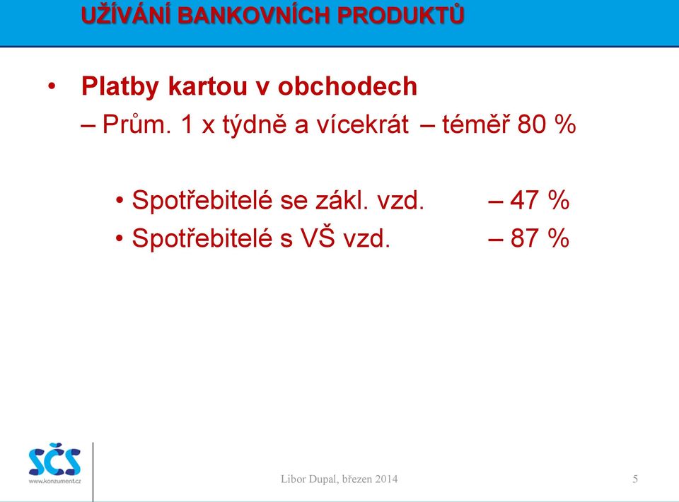 1 x týdně a vícekrát téměř 80 % Spotřebitelé