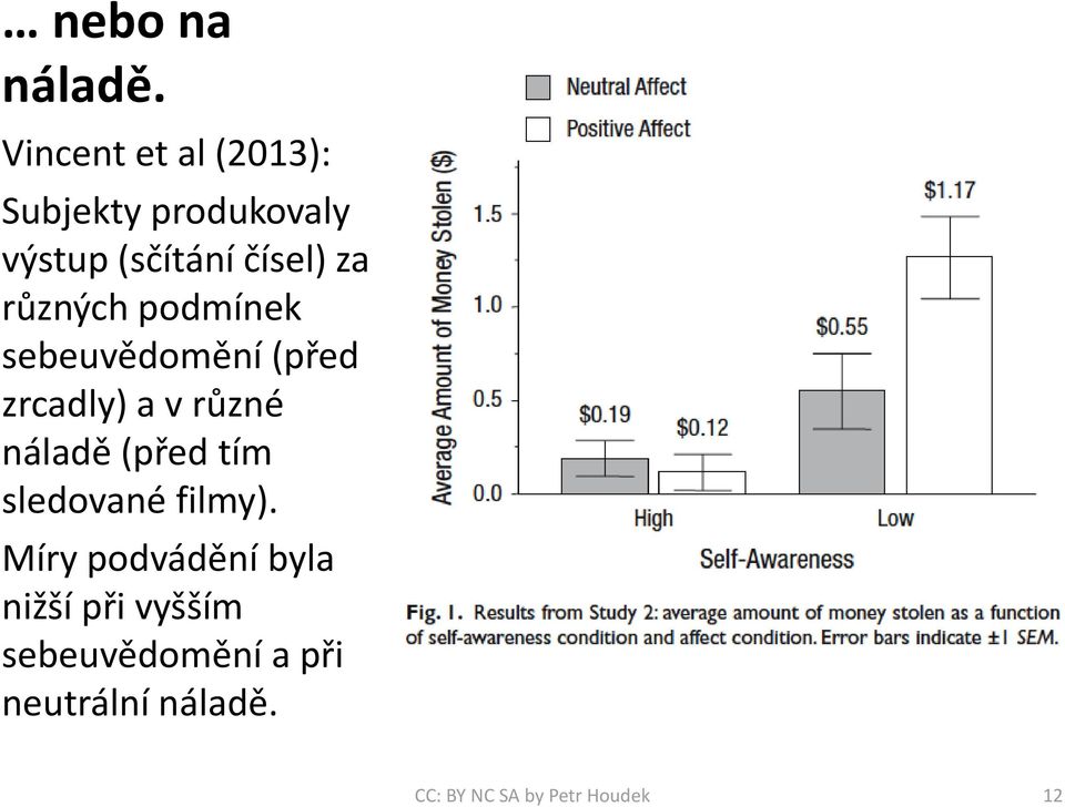 různých podmínek sebeuvědomění (před zrcadly) a v různé náladě (před