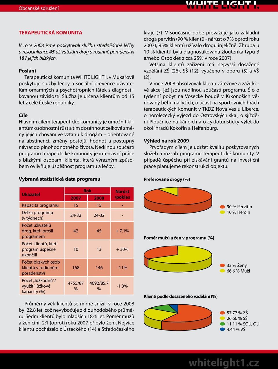 Cíle Hlavním cílem terapeutické komunity je umožnit klientům osobnostní růst a tím dosáhnout celkové změny jejich chování ve vztahu k drogám orientované na abstinenci, změny postojů, hodnot a