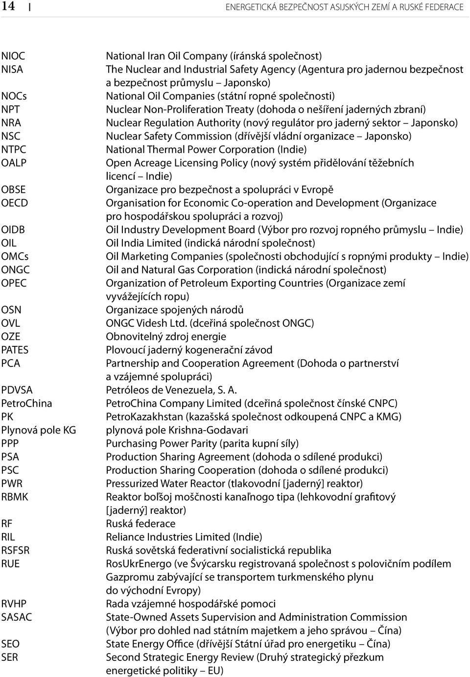 regulátor pro jaderný sektor Japonsko) NSC Nuclear Safety Commission (dřívější vládní organizace Japonsko) NTPC National Thermal Power Corporation (Indie) OALP Open Acreage Licensing Policy (nový