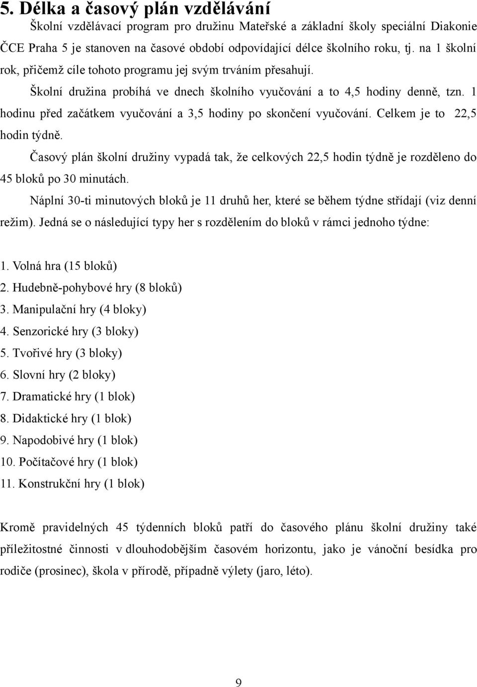 1 hodinu před začátkem vyučování a 3,5 hodiny po skončení vyučování. Celkem je to 22,5 hodin týdně.