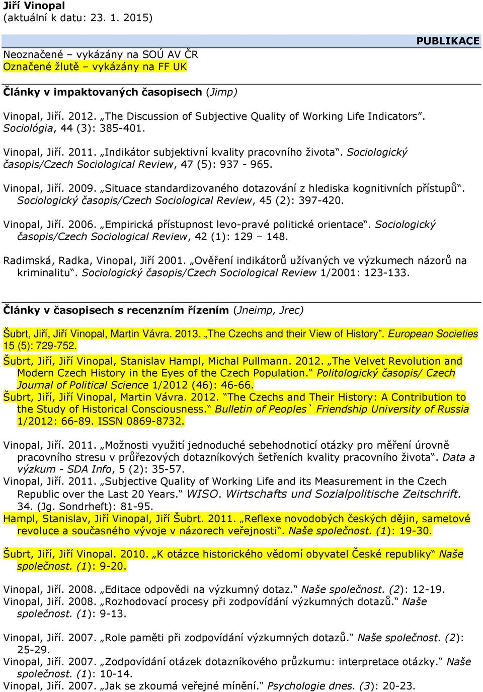 Sociologický časopis/czech Sociological Review, 47 (5): 937-965. Vinopal, Jiří. 2009. Situace standardizovaného dotazování z hlediska kognitivních přístupů.