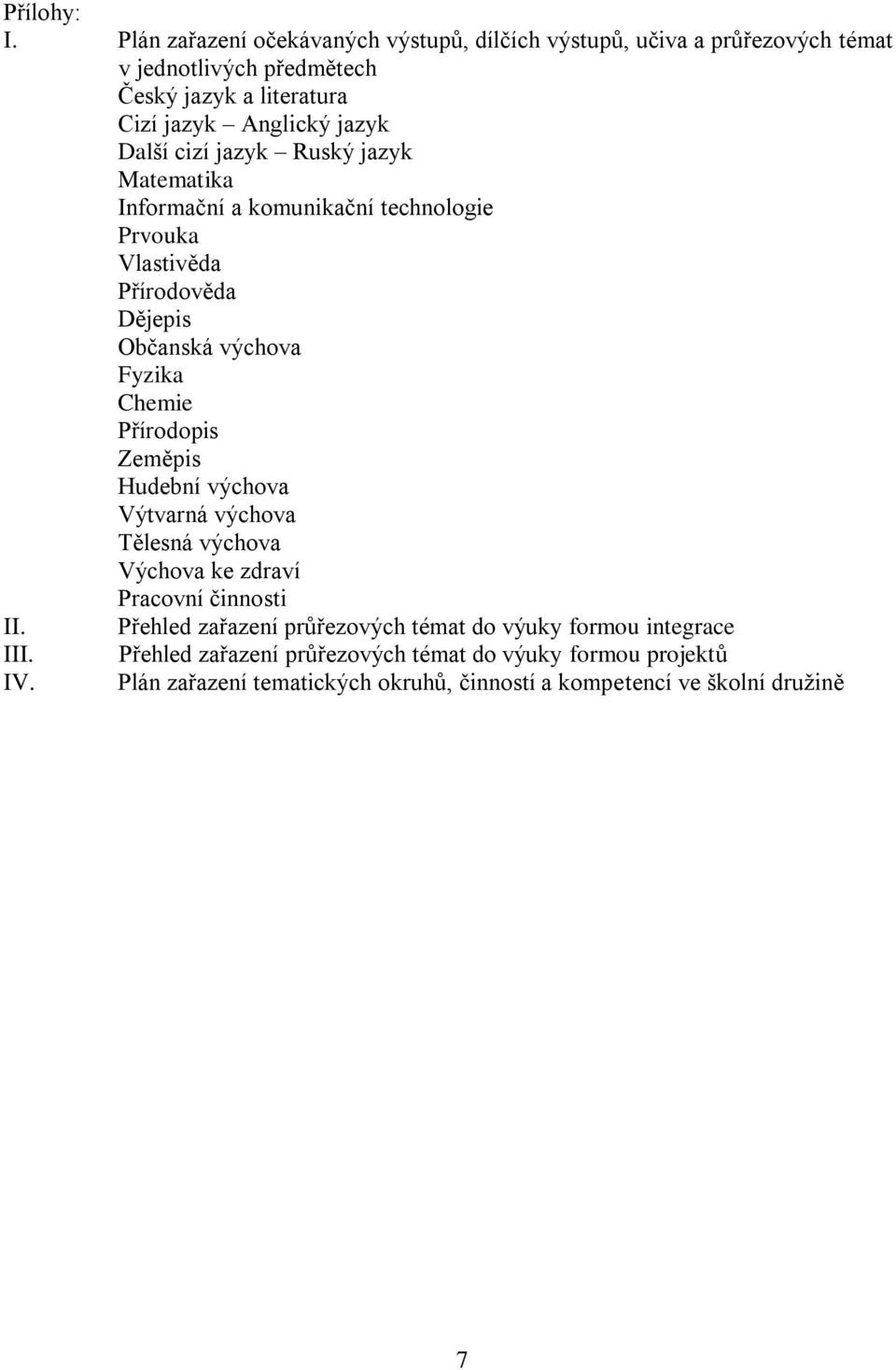 Další cizí jazyk Ruský jazyk Matematika Informační a komunikační technologie Prvouka Vlastivěda Přírodověda Dějepis Občanská výchova Fyzika Chemie Přírodopis