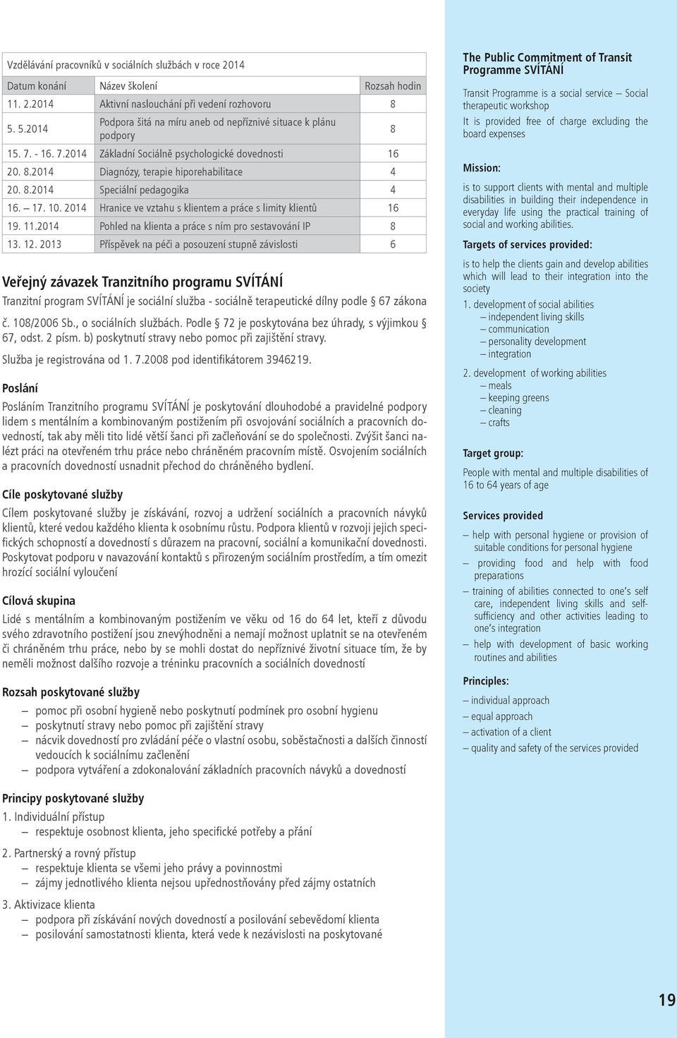 17. 10. 2014 Hranice ve vztahu s klientem a práce s limity klientů 16 19. 11.2014 Pohled na klienta a práce s ním pro sestavování IP 8 13. 12.