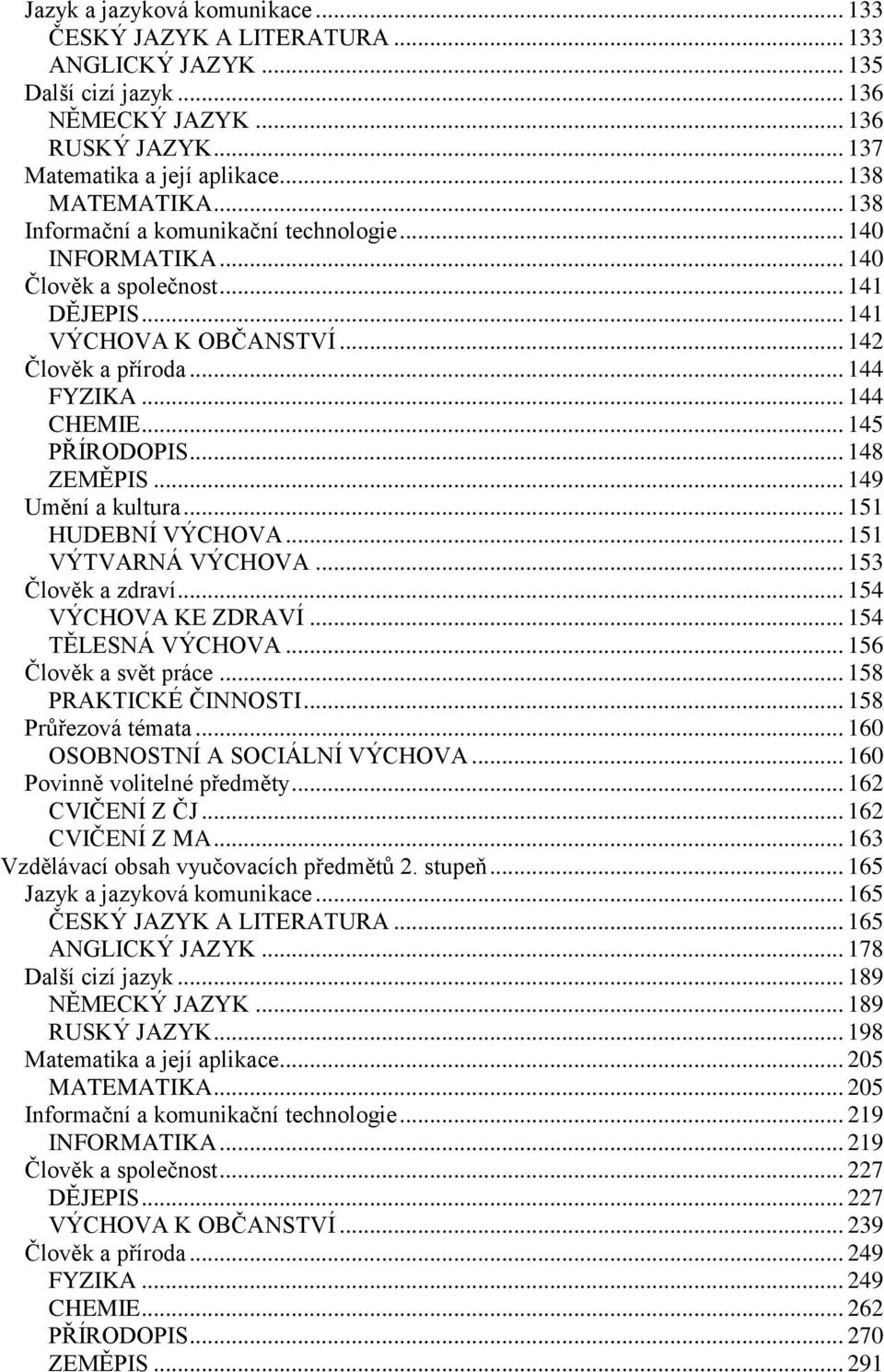 .. 148 ZEMĚPIS... 149 Umění a kultura... 151 HUDEBNÍ VÝCHOVA... 151 VÝTVARNÁ VÝCHOVA... 153 Člověk a zdraví... 154 VÝCHOVA KE ZDRAVÍ... 154 TĚLESNÁ VÝCHOVA... 156 Člověk a svět práce.