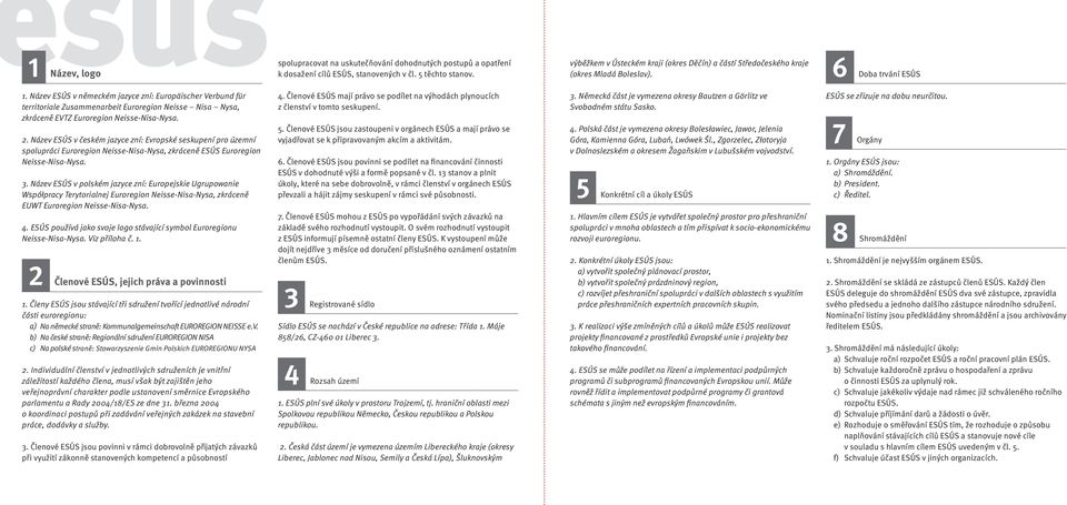Název ESÚS v německém jazyce zní: Europäischer Verbund für territoriale Zusammenarbeit Euroregion Neisse Nisa Nysa, zkráceně EVTZ Euroregion Neisse-Nisa-Nysa. 2.