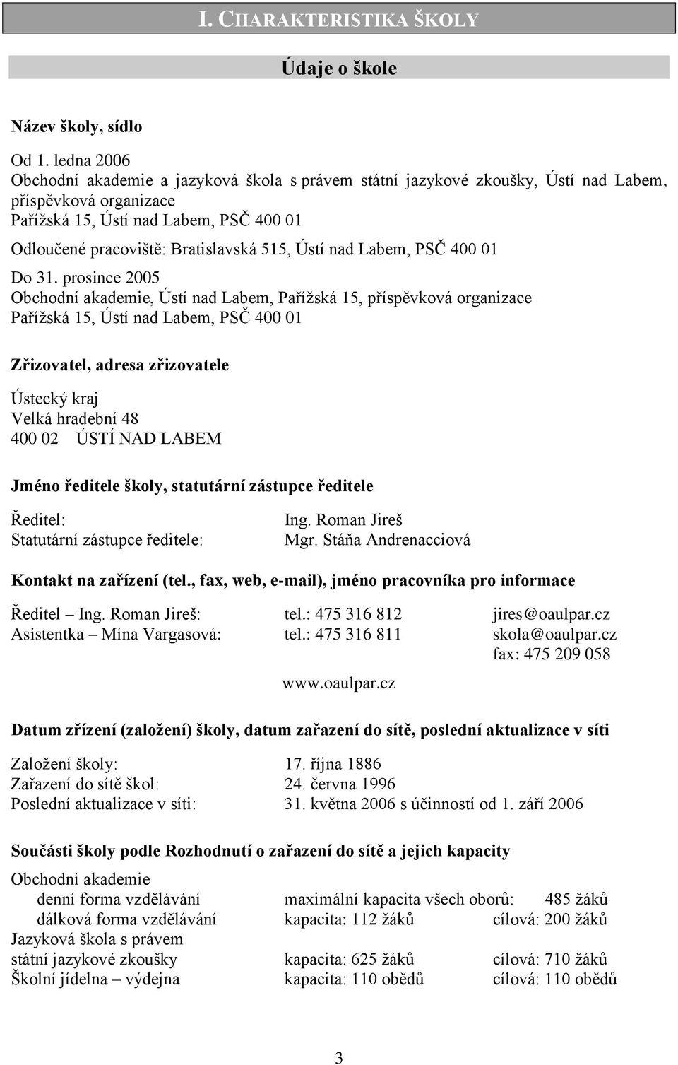 Ústí nad Labem, PSČ 400 01 Do 31.