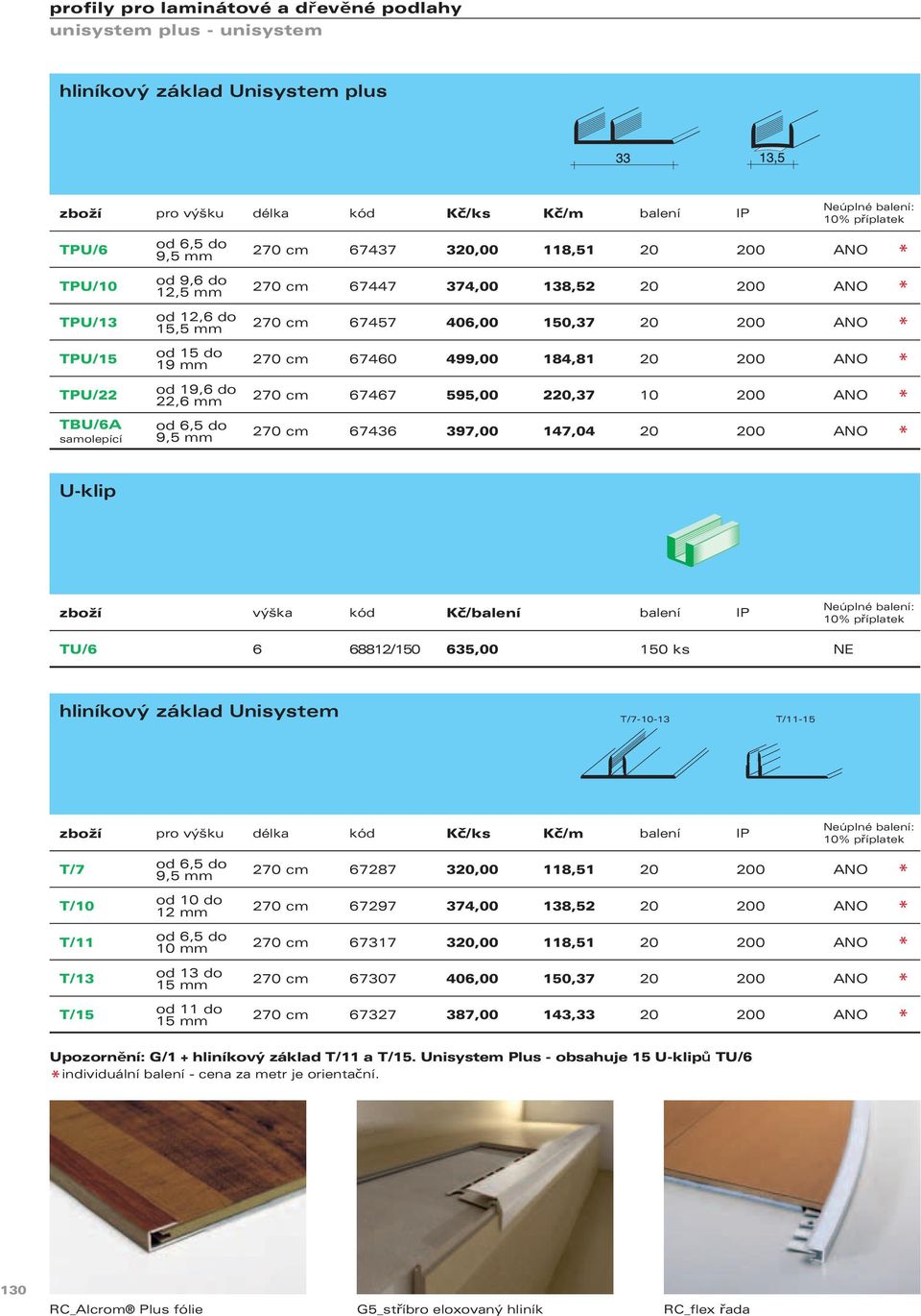 184,81 20 200 ANO * 270 cm 67467 595,00 220,37 10 200 ANO * 270 cm 67436 397,00 147,04 20 200 ANO * U-klip zboží výška kód Kč/balení balení IP 10% příplatek TU/6 6 68812/150 635,00 150 ks NE