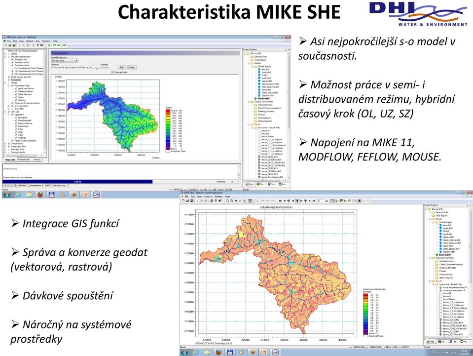SZ) Napojení na MIKE 11, MODFLOW, FEFLOW, MOUSE.
