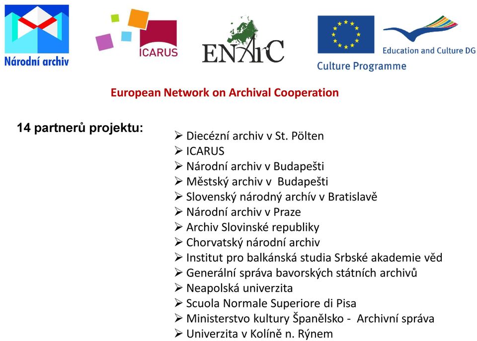 Praze Archiv Slovinské republiky Chorvatský národní archiv Institut pro balkánská studia Srbské akademie věd Generální