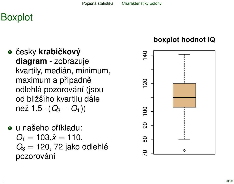 od bližšího kvartilu dále než 1.