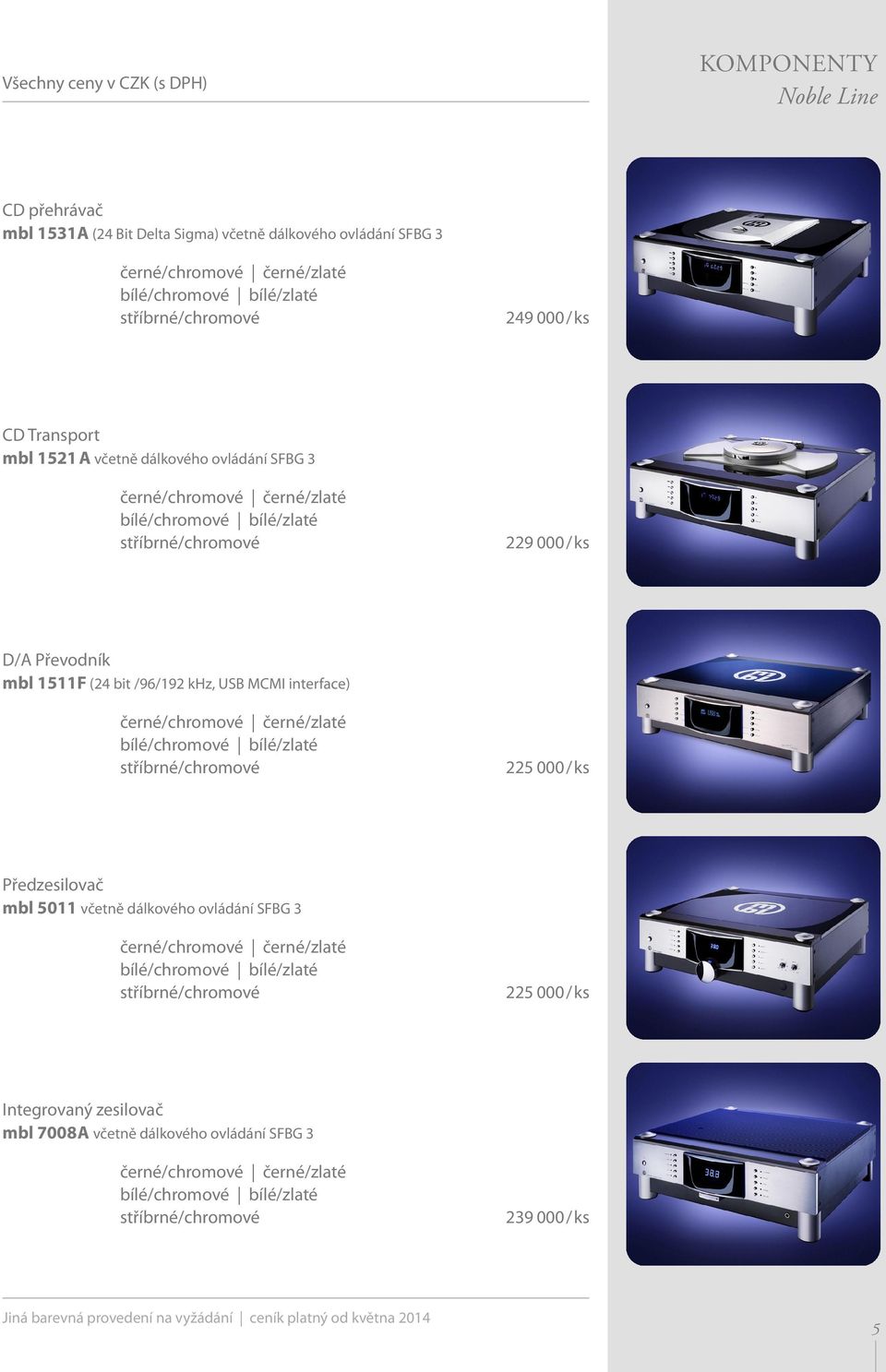 MCMI interface) 225 000/ks Předzesilovač mbl 5011 včetně dálkového ovládání SFBG 3 225 000/ks Integrovaný