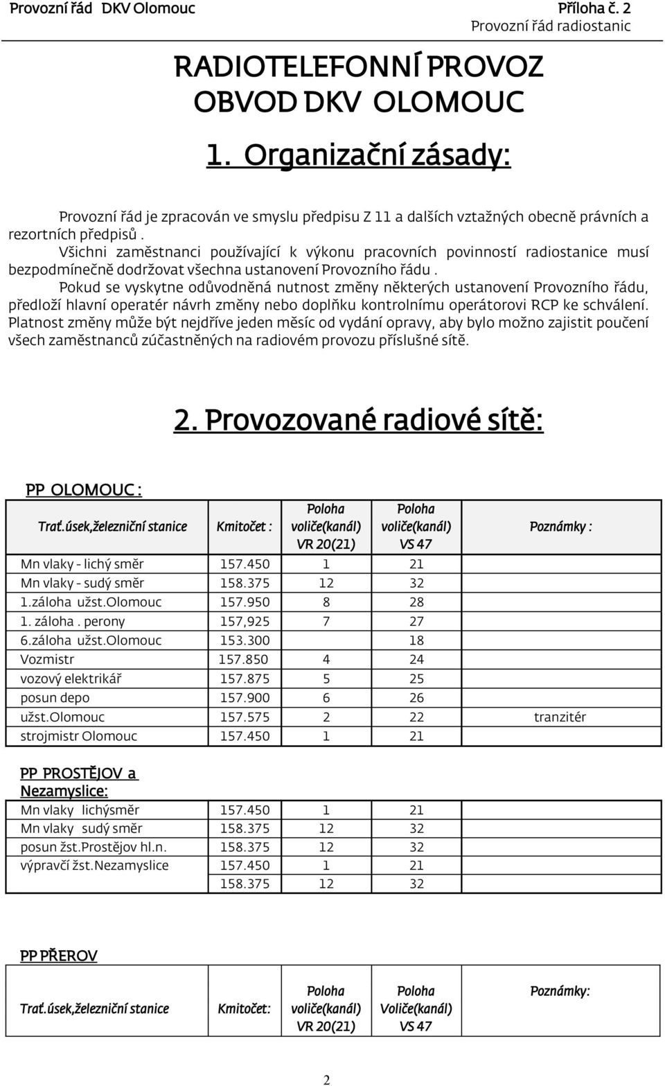 Pokud se vyskytne odůvodněná nutnost změny některých ustanovení Provozního řádu, předloží hlavní operatér návrh změny nebo doplňku kontrolnímu operátorovi RCP ke schválení.