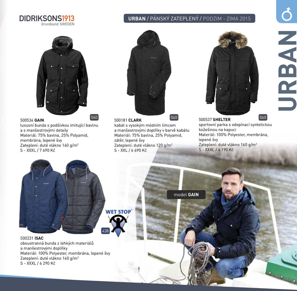 Zateplení: duté vlákno 120 g/m 2 S - XXL / 6 690 Kč 060 500537 SHELTER sportovní parka s odepínací syntetickou kožešinou na kapuci Materiál: 100% Polyester, membrána, lepené švy Zateplení: duté