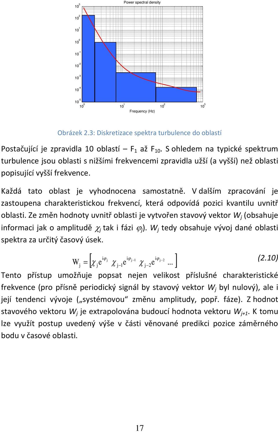 S ohledem a typické spektrum turbulece jsou oblasti s ižšími frekvecemi zpravidla užší a vyšší) ež oblasti popisující vyšší frekvece. Každá tato oblast je vyhodocea samostatě.