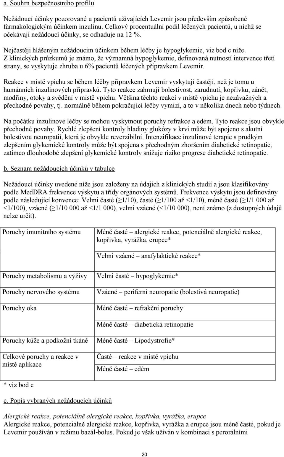 Z klinických průzkumů je známo, že významná hypoglykemie, definovaná nutností intervence třetí strany, se vyskytuje zhruba u 6% pacientů léčených přípravkem Levemir.