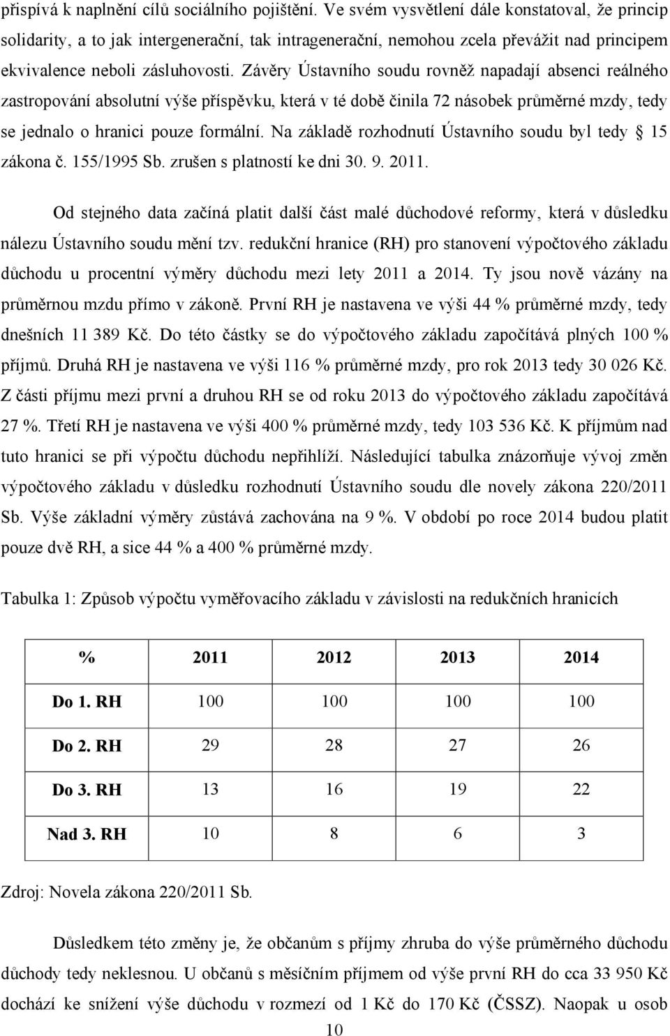 Závěry Ústavního soudu rovněž napadají absenci reálného zastropování absolutní výše příspěvku, která v té době činila 72 násobek průměrné mzdy, tedy se jednalo o hranici pouze formální.